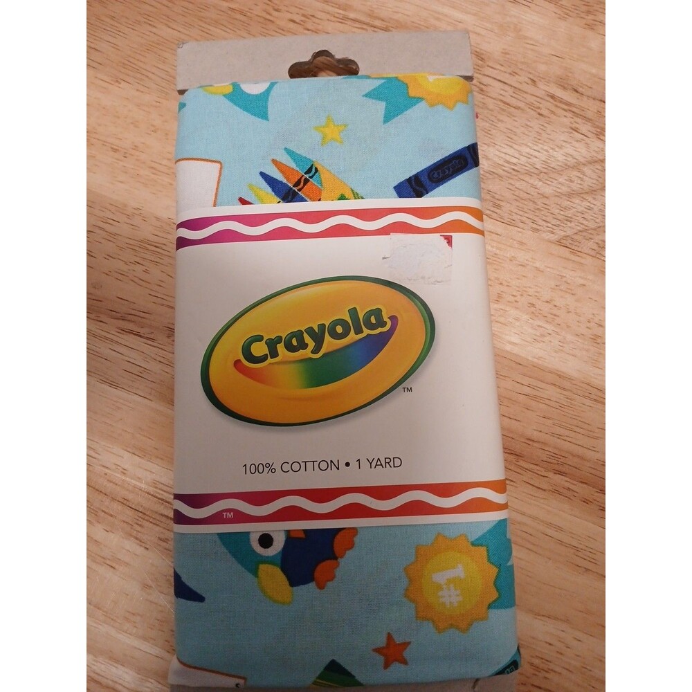 Crayola Fabric 100% Cotton Blue Crayola Box Material 2017 Hallmark Cotton 1 Yd